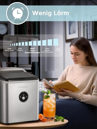 2024 Ice Maker Test Winner - 14kg Capacity, Fast Ice Production, Quiet Operation, 120W with Scoop & Basket - Compact Ice Maker for Home & Office (Silver)