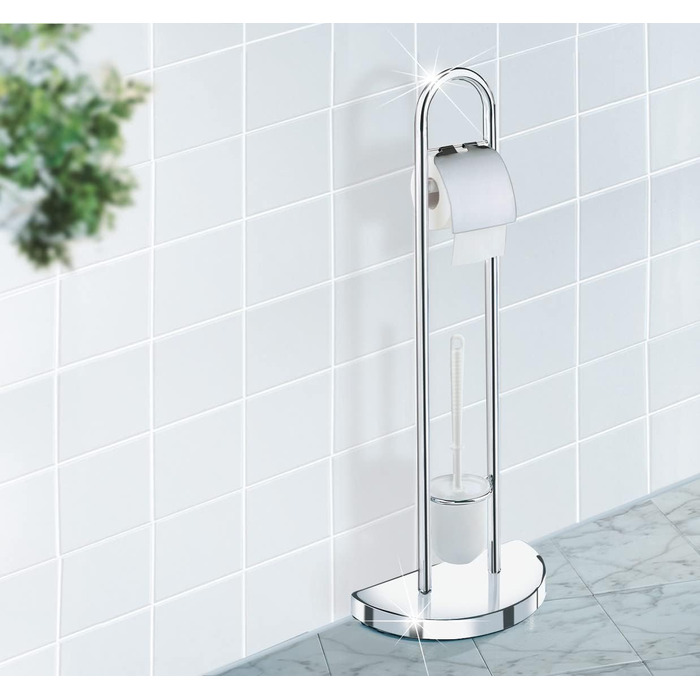 Набір для туалету WENKO Raumwunder: щітка для унітазу та тримач, хромований, економія місця