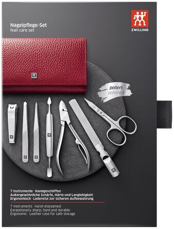 Набір для манікюру та педикюру ZWILLING (7 предметів), з екошкіряним етиуі, нержавіюча сталь, червоний