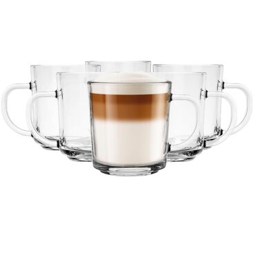 Набір склянок для лате макіато Krosno Glasmark (4 шт.) - 200 мл, з ручкою, для кави, чаю, десерту, глінтвейну, айс-кафе