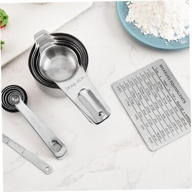 15-Piece Measuring Spoon Conversion Chart Multi-Purpose Scoop Portable Kitchen Gadgets Measuring Cup Mini-Scoop Portable Rice Spoon Espresso Spoon Kitchenware Silver Stainless Steel
