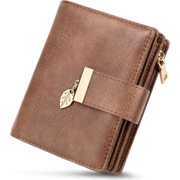 WACCET Wallet for Women Small, Ladies Purse RFID Blocking PU Leather Large Capacity Wallet with 14 Card Slots and Zipper Coin Pocket Small Wallet for Women