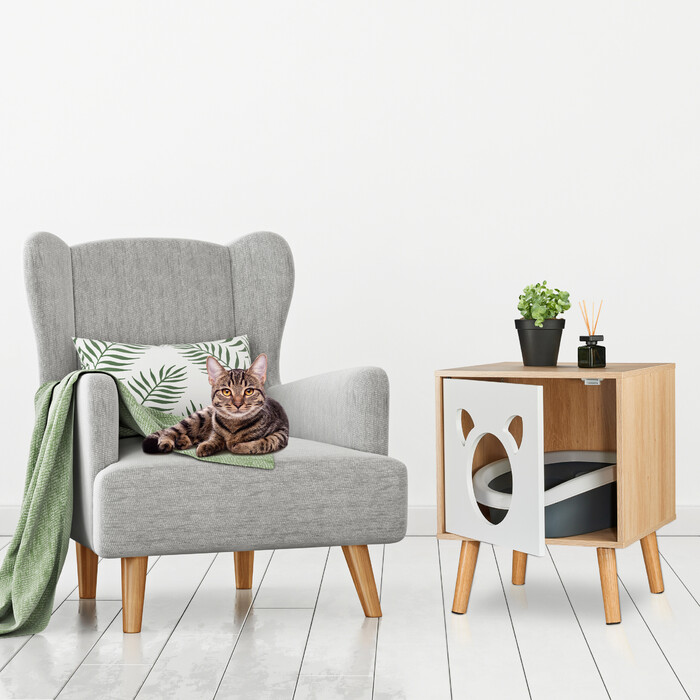 Relaxdays Cat Cabinet with Flip-Up Door