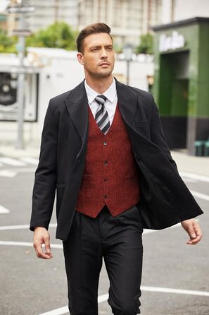 Жилет чоловічий COOFANDY Casual Business Slim Fit, бордовий (4XL)