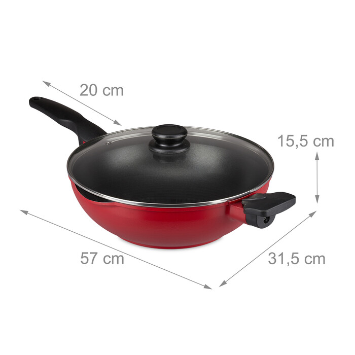 Relaxdays Non-Stick Wok with Lid