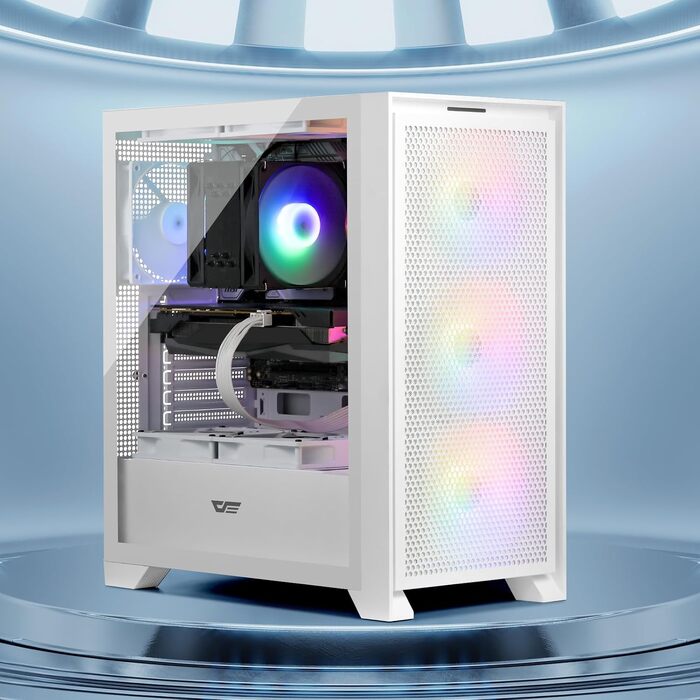 Ігровий корпус darkFlash DRX70 ATX Mid-Tower, 3 RGB-вентилятори 120мм, загартоване скло, сітчаста передня панель, USB 3.0, Білий