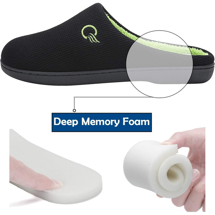 Тапочки зимові Mishansha унісекс з меморі-піною, чорно-зелені, розмір 36-47