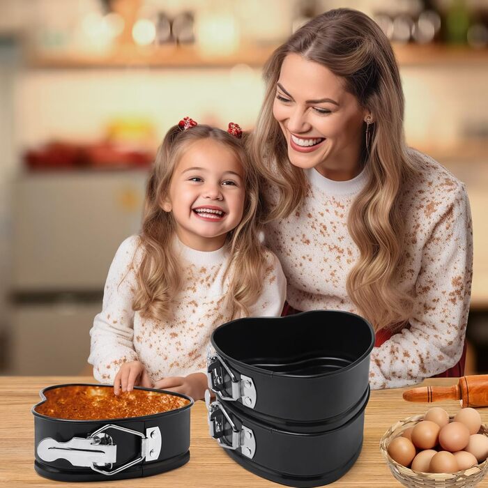 Форма для випічки BelleStyle Kleine Herz, 4 шт., 12 см, серцеподібна, антипригарна, з плоским дном, для випічки тортів, хліба