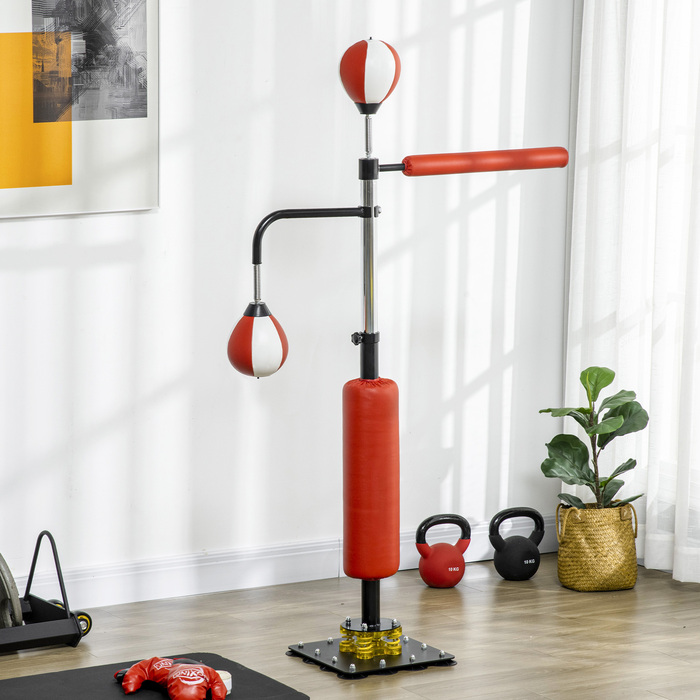 SPORTNOW Standbox Standbox 140-205 см самостійна боксерська груша висотою, що регулюється, з 2 швидкісними м'ячами, стійка для відбивання, основа з присосками для дорослих