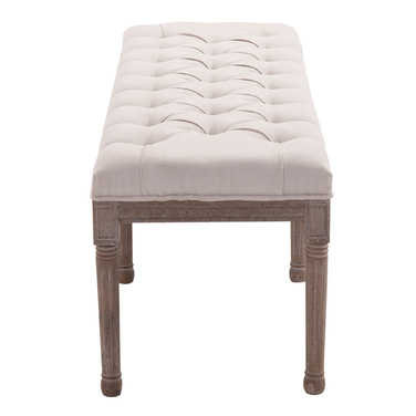 HOMCOM Upholstered Bench, Ottoman, Lounge Bench, Vintage Retro with Buttons, Linen, Wood, Beige, 142x47x51cm for Living Room & Hallway