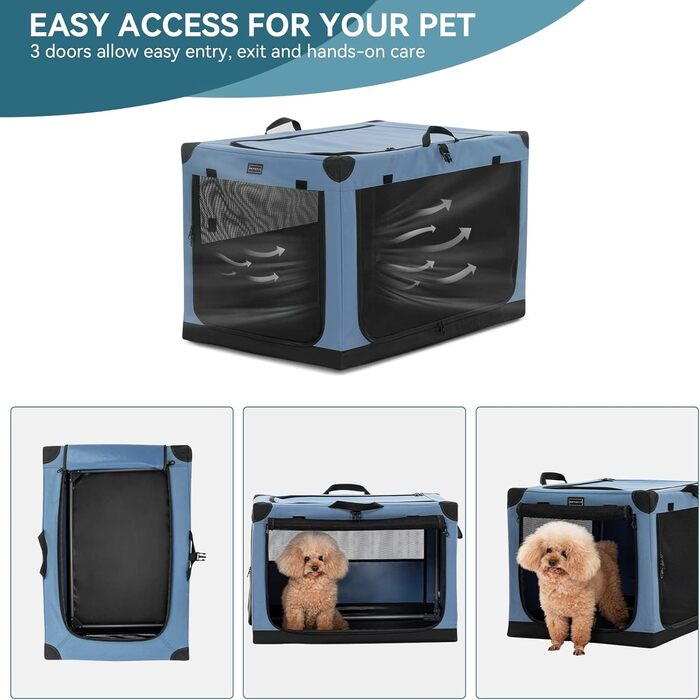 Транспортна переноска для собак та котів Petsfit, складана, для подорожей та авто, блакитна