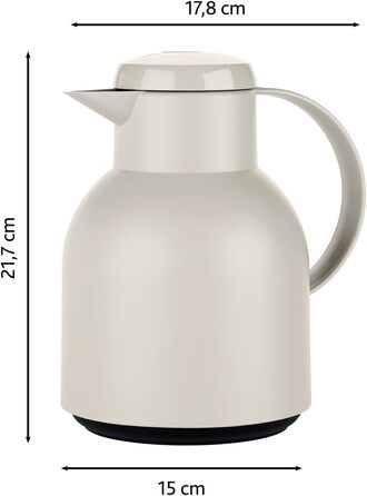 Термос Emsa Samba 1000 мл, Puder Grau (Порошковий сірий), ізоляція 12h/24h, Quick Press, герметичний