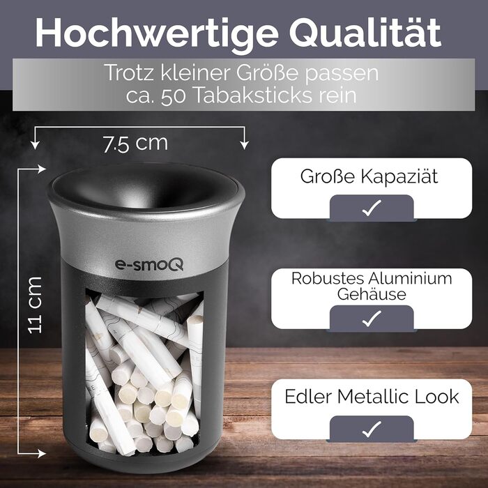 Електронна попільничка e-smoQ для HEETS, IQOS 3 Duo, Iluma Terea, герметична з кришкою, для авто, 4 кольори (чорний, сірий) – аксесуар для тютюнових стиків