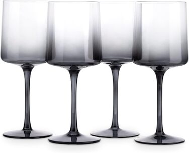 Navaris Gray-Tinted Wine Glasses, Set of 4 - Colored Stemware - Stylish Designer Glassware for Serving Wine, Cocktails, and Desserts