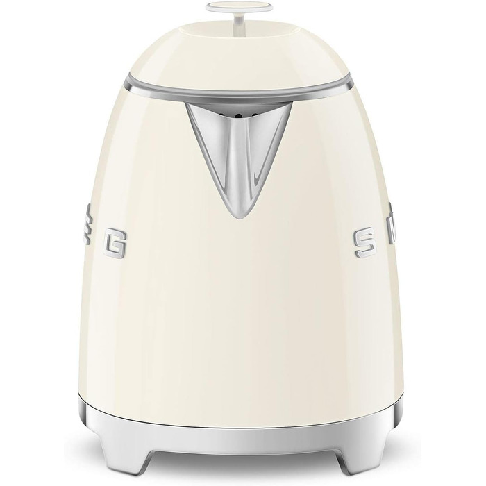 Електричний чайник Smeg KLF05CREU, 0.8 л, кремовий колір, нержавіюча сталь, захист від перегріву, індикатор рівня води, антиковзаюче дно, вбудована котушка для кабелю, 1400W