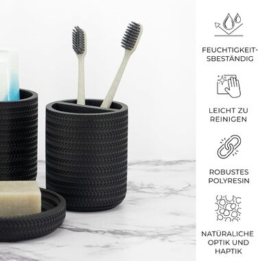 Набір аксесуарів для ванної кімнати ZCCZ, 4 шт. Чорний: мильниця, тримач для зубних щіток, стаканчик, мильниця. Організатор для раковини