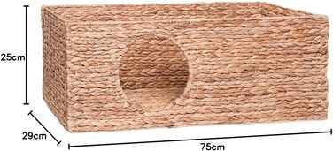 Cat basket for Billy shelving unit, natural cat basket, cat cave, small animals, rabbits, guinea pigs, cave, 75 x 29 x 25 cm. Material: Woven water hyacinth.