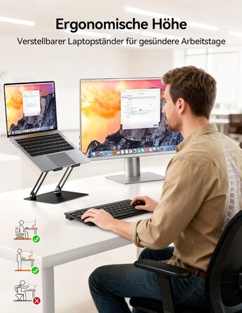 Підставка для ноутбука TECKNET, металева, регульована, чорна, 10-17.3 дюймів