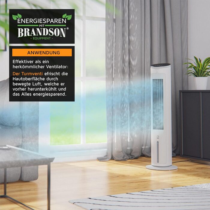 Турбовентилятор з водяним охолодженням Brandson - преміум якість, 5 в 1, тихий, 4.6L, без шлангів, білий