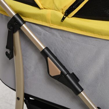 PawHut Трюм для собак та котів 2-в-1, жовтий: візок-переноска, складний, з подушкою, для маленьких собак та котів