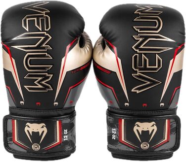 Боксерські рукавички Venum Elite Evo (Чорний, Золотий, Червоний, 12 Oz)