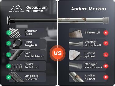 Штанга для душу без свердління 160-210 см, срібна, Ø 25 мм, телескопічна, з кріпленнями. Підходить для ванної, душу та перегородки. Телескопічна штанга для вікна 50-80 см, матовий чорний
