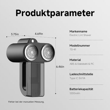 Електричний видальник ворсу для одягу та меблів - 6 лез, 3 режими, LED-дисплей, акумуляторний, чорний