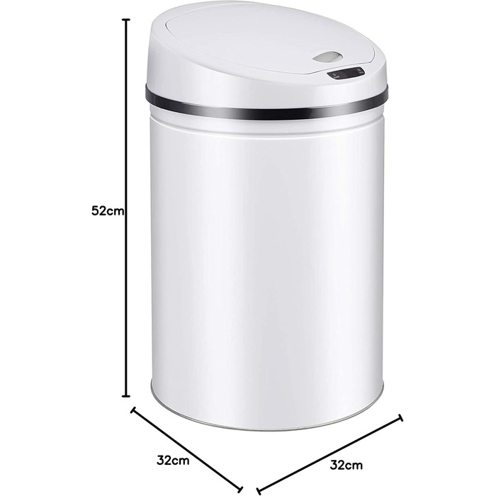 Сміттєве відро Ribelli з датчиком - автоматичне відкривання/закривання, Klemmring для пакетів, знімний кришка, LED-індикатор (30 л, білий/оптимальний для саду)