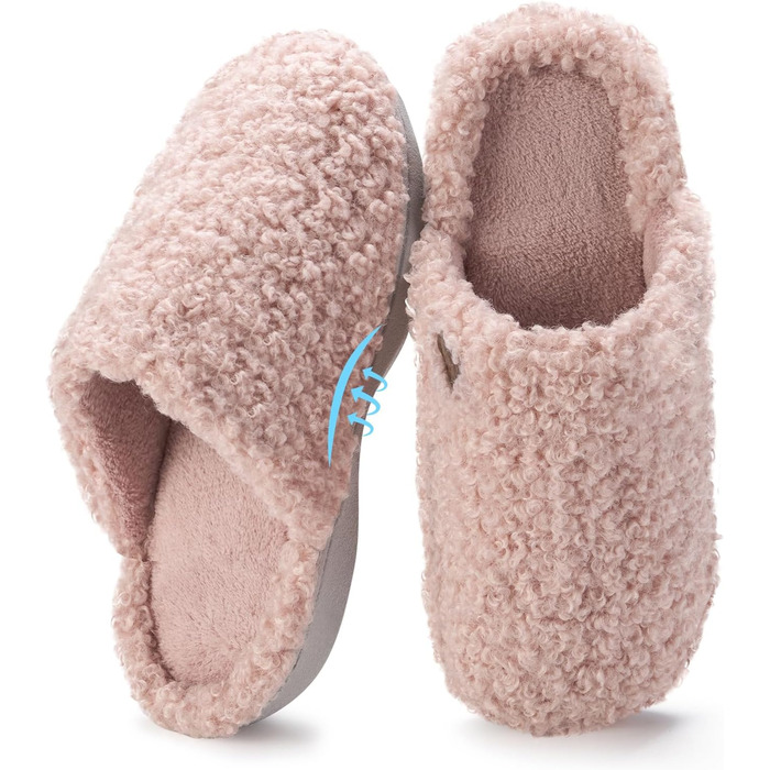 Жіночі тапочки YOLIS Flauschig: м'які, з підтримкою склепіння стопи, з піною Memory, теплі та зручні для дому та вулиці (42/43 EU, Рожевий)