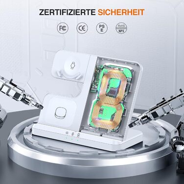 Зарядна станція Induktive 3-в-1 для Samsung Galaxy: Watch, Buds, смартфони (S26 Ultra - S22, Z Flip, Z Fold) - Без адаптера, білий