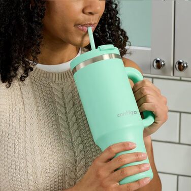 Contigo Streeterville Thermos Flask 1200 ml with Handle and Straw | Insulated Stainless Steel Thermos Drink Bottle with Lid | Keeps Cold for 29 Hours | Travel Mug | Thermos Mug | BPA-free (Reef)