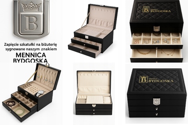 Шкатулка Mennica Bydgoska, чорна шкіряна