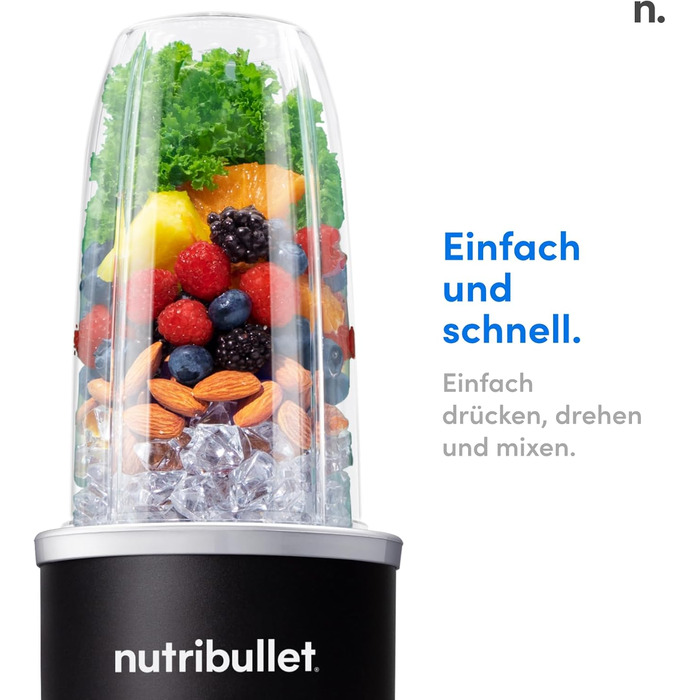 Nutribullet Pro 1200, Electric Blender, Food Processor, Smoothie Blender, Multi-Function Blender, 1200W Power, 700ml and 900ml Cups, Black, NB120MB 1200W Black