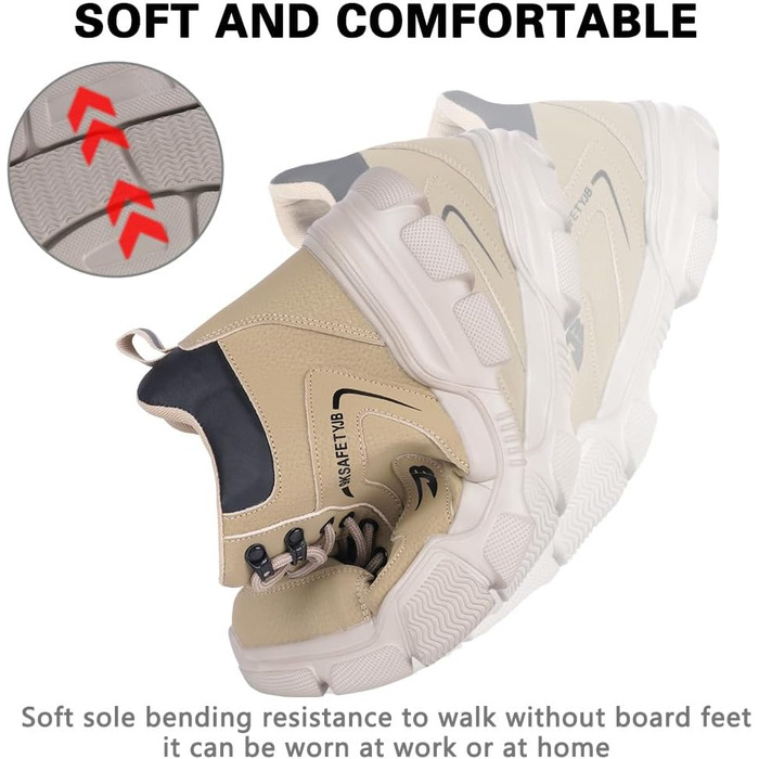 Черевики безпеки OFFCUP для чоловіків та жінок, водонепроникні, зі сталевим підноском, робочі черевики, черевики з захистом від порізів, неслизькі, легкі, з високим підйомом, шкіряні, кольору хакі, розміри 40-44, розмір 43