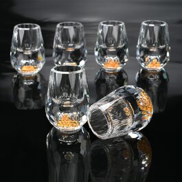 Набір келихів для шотів Crystal Shot, 6 шт., 15 мл, безсвинцеве скло, позолота 24K, для горілки, віскі, саке, текіли