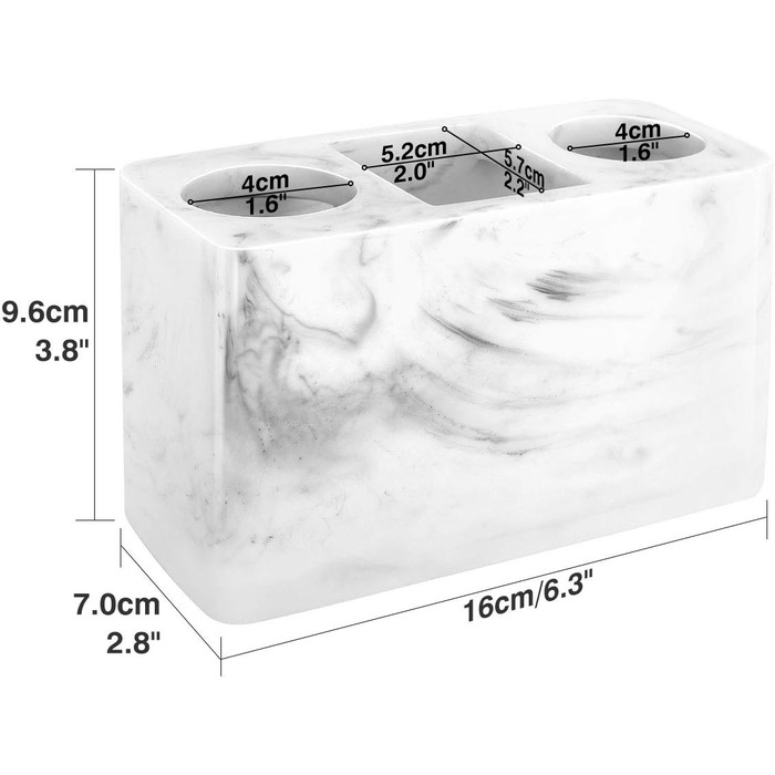 Тримач для зубних щіток Luxspire з 3 відділеннями, для електричних зубних щіток, органайзер для пасти та ручок, білий