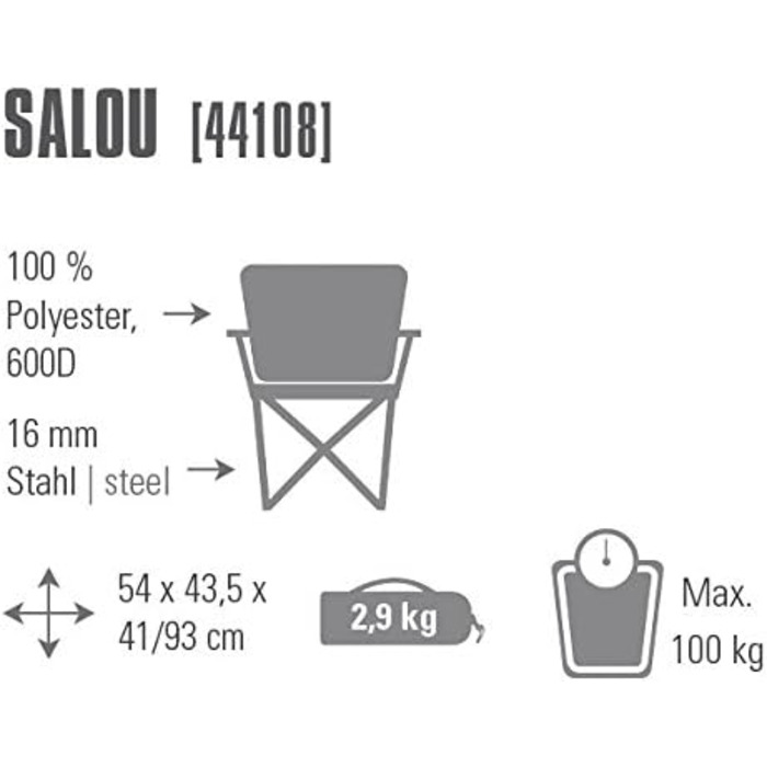 Крісло для кемпінгу High Peak Salou, темно-сірий/блакитний, 54x43,5x41/93 см
