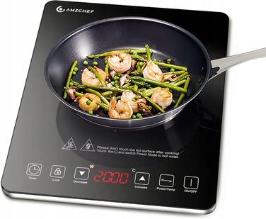 Індукційна плита AMZCHEF на 1 конфорку, 2000 Вт, туристична електроплитка