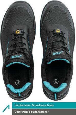 Черевики робочі ACE Sapphire S1-P - захисне взуття для жінок та чоловіків - надлегкі, 42 EU, блакитно-чорні