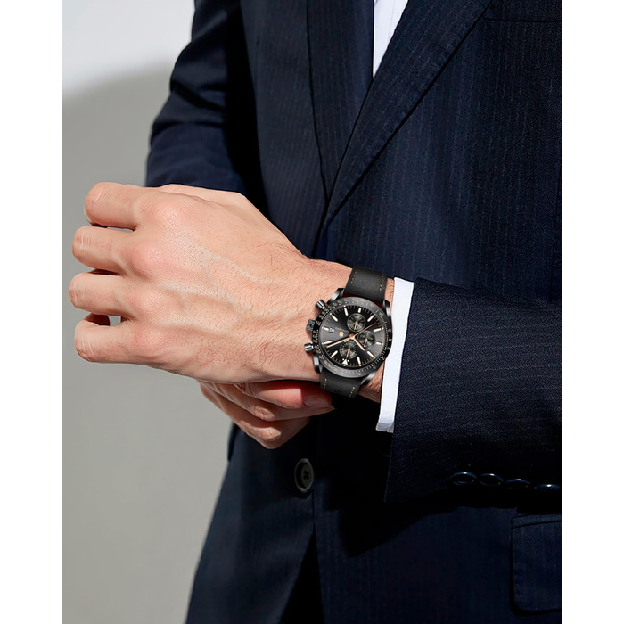 Годинник чоловічий BENYAR Quarz Chronograph, водонепроникний, з датою, чорний браслет/циферблат/корпус, для повсякденного та ділового стилю