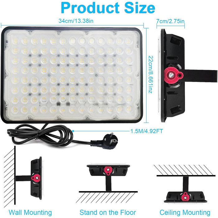 LED Floodlights Outdoor 400W, 2 Pack 40000LM LED Outdoor Floodlights 6500K Cool White LED Spotlights IP66 Waterproof Construction Lights LED Floodlight for Garden, Garage, Sports Field, Yard, Driveway