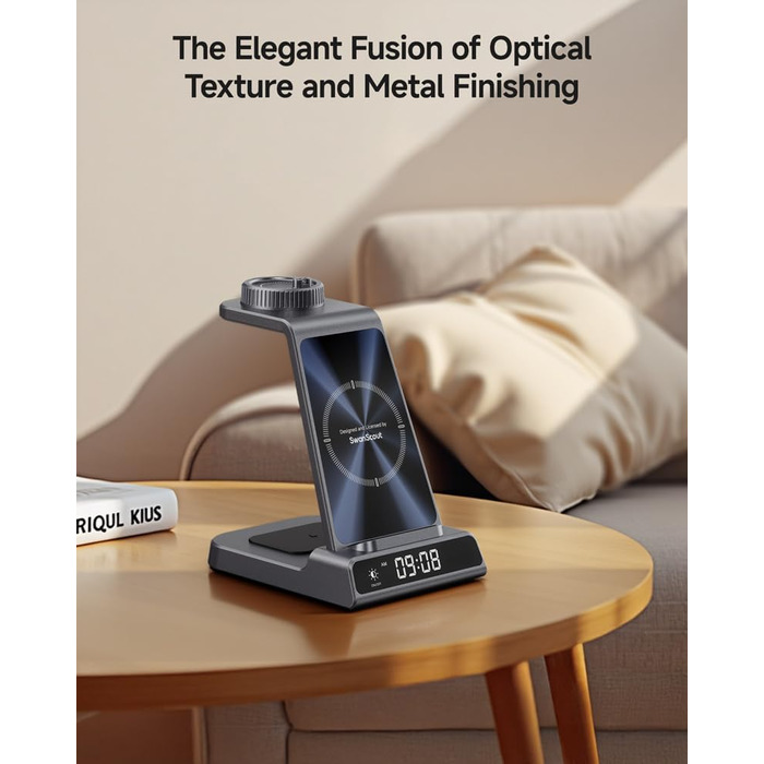 Бездротова зарядна станція 3-в-1 для Garmin Vivoactive/Venu/Forerunner/Instinct/Fenix/Epix 2, Samsung S25/S24, iPhone, AirPods, Galaxy Buds3