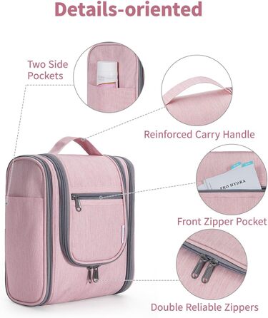 Косметичка для подорожей Narwey Klein: жіноча та чоловіча, для дітей, рожева (компактна)