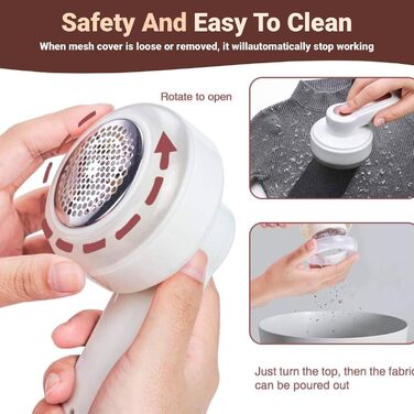 Електричний видальник ворсу для одягу з 3 лезами, портативний, USB, для тканини, ковдр, светрів (білий)