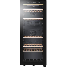 Haier 34 Bottle Wine Refrigerator - 2 Zone Wine Cooler with UV Glass Door, Wi-Fi & Touch Display, Vibration-Free Storage