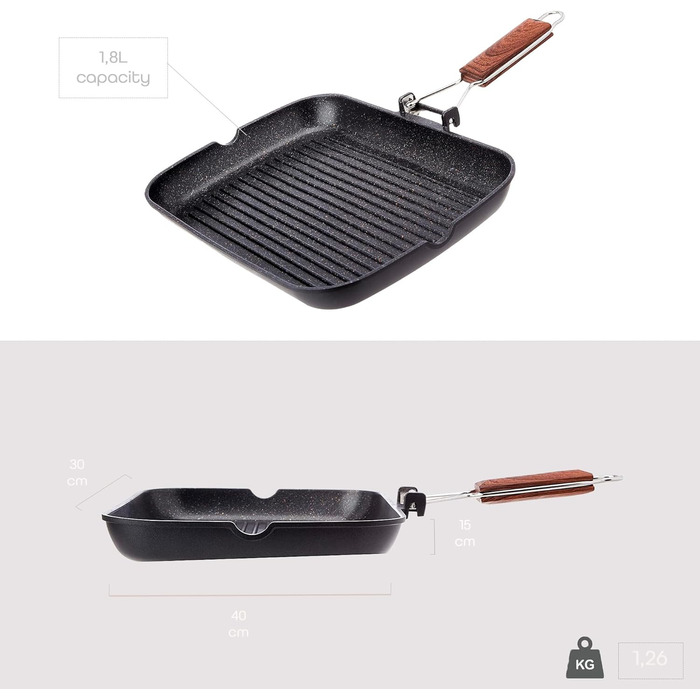 Сковорода-гриль Wecook! Ecochef 34x24 см алюмінієва з антипригарним покриттям