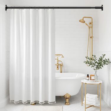 Штанга для штор без свердління AIZESI 100-230 см, Ø 25 мм, телескопічна - для вікон, душу, балкону (чорний)