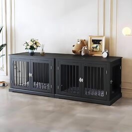 Будка для собак у дім, клітка-меблі з подушкою, затишний вольєр для собак, собачий будиночок, клітки для великих собак, меблева бутка з відкидним верхом, білий (L) (чорний*2)