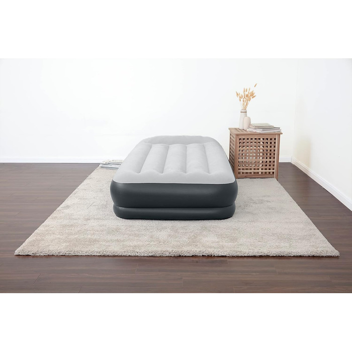 Надувний матрац Novaluxe з вбудованим електронасосом та подушкою, сірий 191x97x38 см