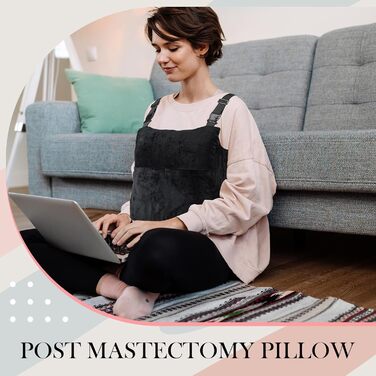 Suzile Mastectomy Pillow, Breast Pillow, Post-Breast Cancer Recovery, Recovery with 4 Built-in Pockets for Surgical Support, Healing, Gifts for Women, Seatbelt Safety Protection